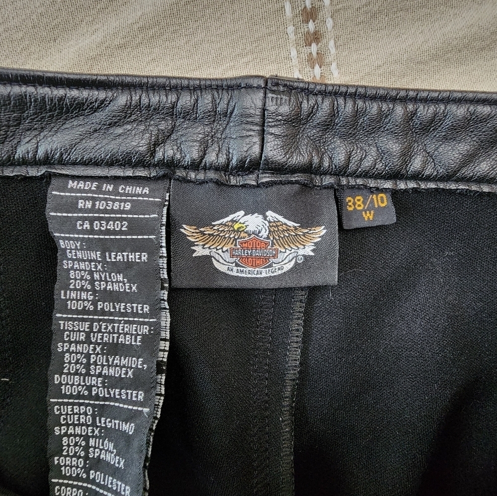 Harley Davidson Black Leather Riding Motorcycle Pants Size 10 W Women's - Picture 8 of 8